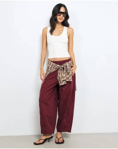 AERE - Organic Cotton Barrel Leg Pants