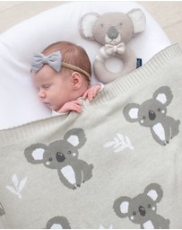 Living Textiles - Australiana Jacquard Blanket - Koala/Grey