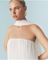 Six Stories - Pleated Satin Bandeau Maxi Dress