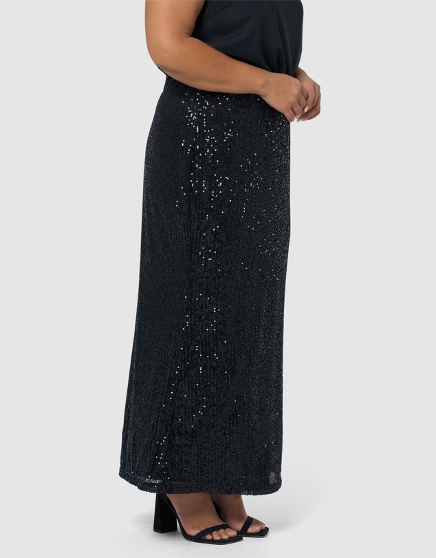 Pink Dusk by Curve Project - Seducer Sequin Maxi Skirt