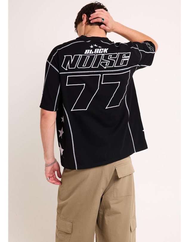 Black Noise White Rain - Noise Contrast Jersey T-Shirt