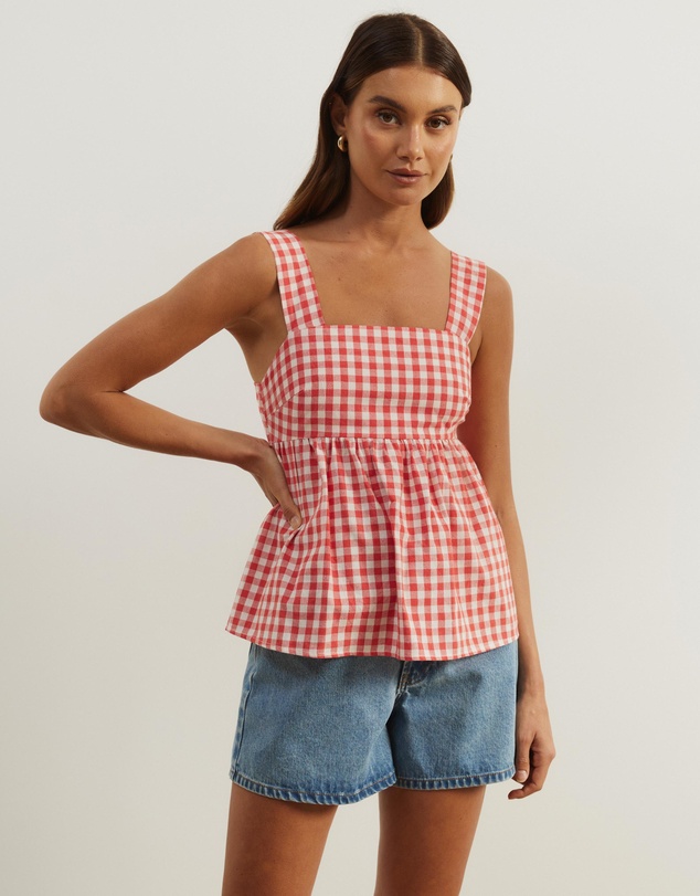 Atmos&Here - Billie Self Tie Gingham Top