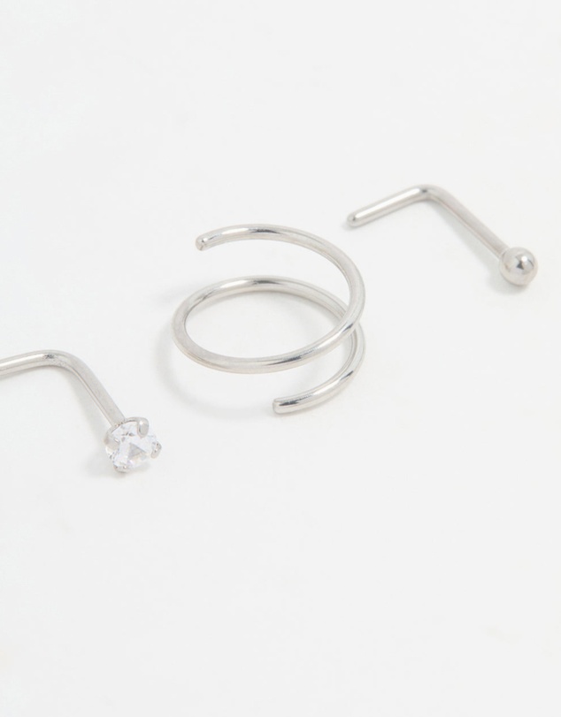 Lovisa - Surgical Steel Simple Mixed Nose Piercings 4-Pack