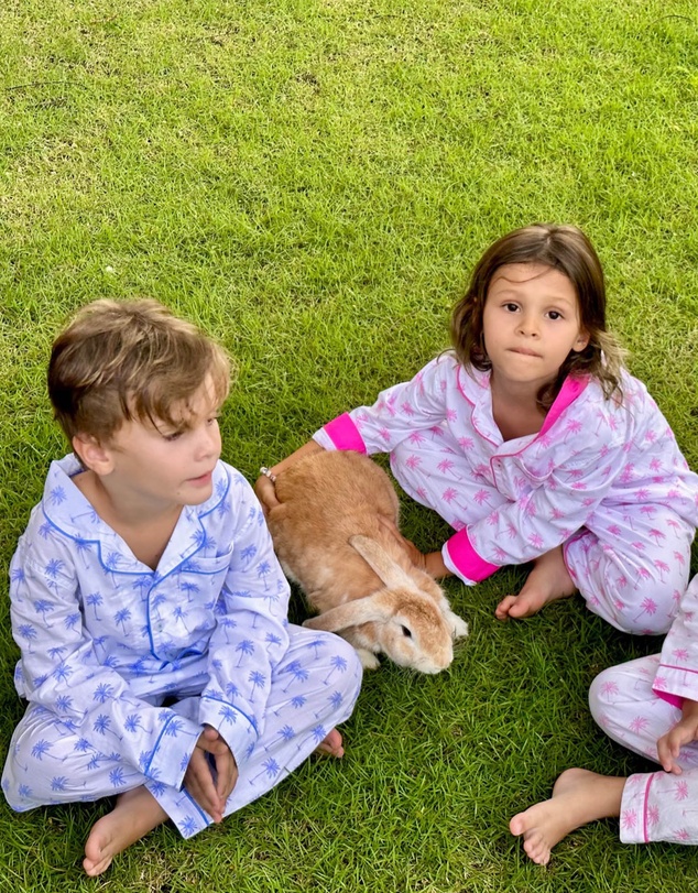 Sant And Abel - Kids Blue Palm Tree Long PJ Set