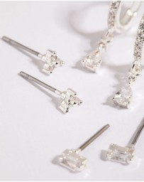 Lovisa - Silver Stack Pack Earrings with Cubic Zirconia