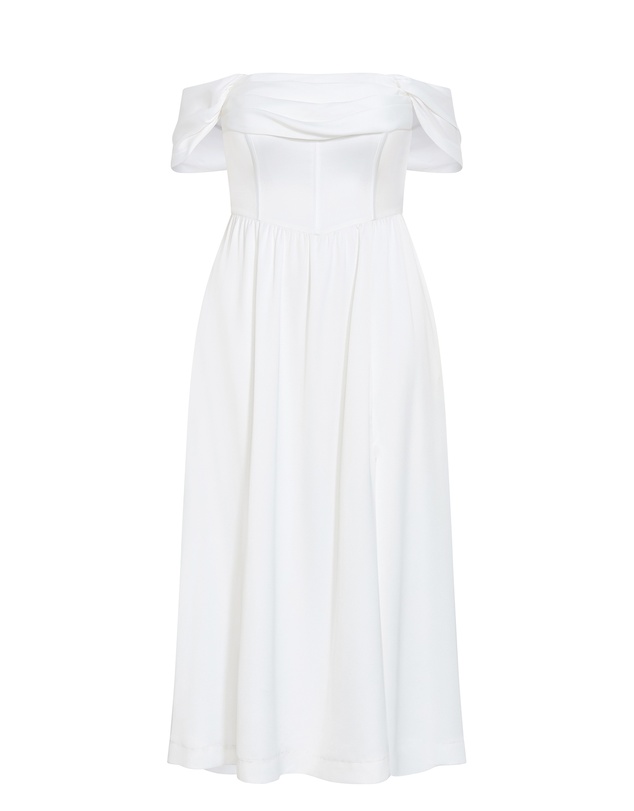 City Chic - Plus size Angel Love Off Shoulder Maxi Dress - ivory