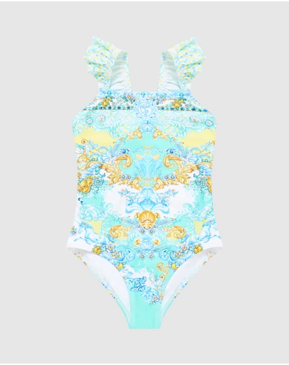 Camilla - Straight Neck One Piece With Frill Straps - Kids-Teens
