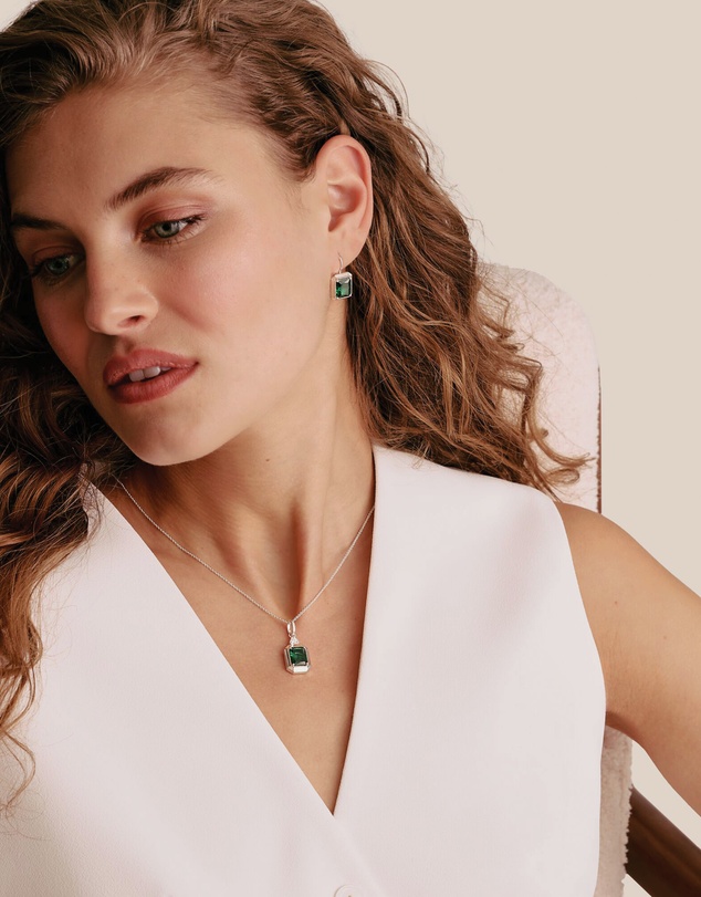 THOMAS SABO - THOMAS SABO Necklace with Green Octagon Stone Pendant