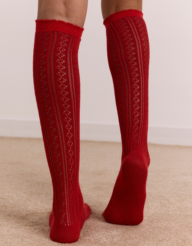 Damson Madder - Knee High Pointelle Socks