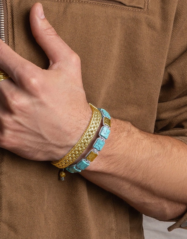 Nialaya Jewellery - The Dorje Flatbead Collection - Turquoise and Gold