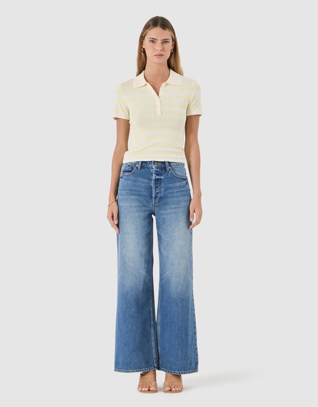 Rolla's - Lady Knit Polo Top - Pale Yellow