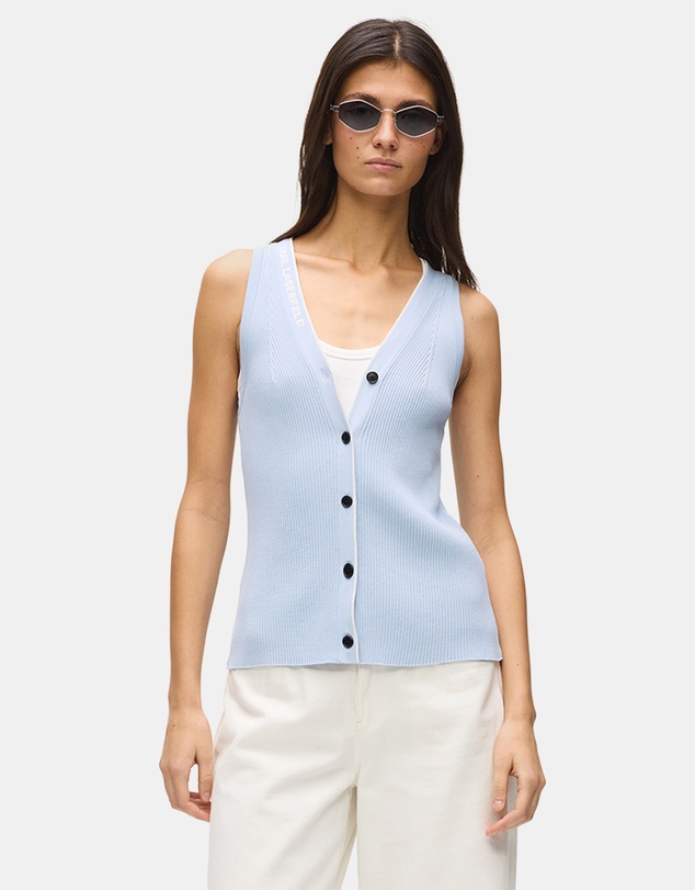 Karl Lagerfeld - Logo V-Neck Knit Top