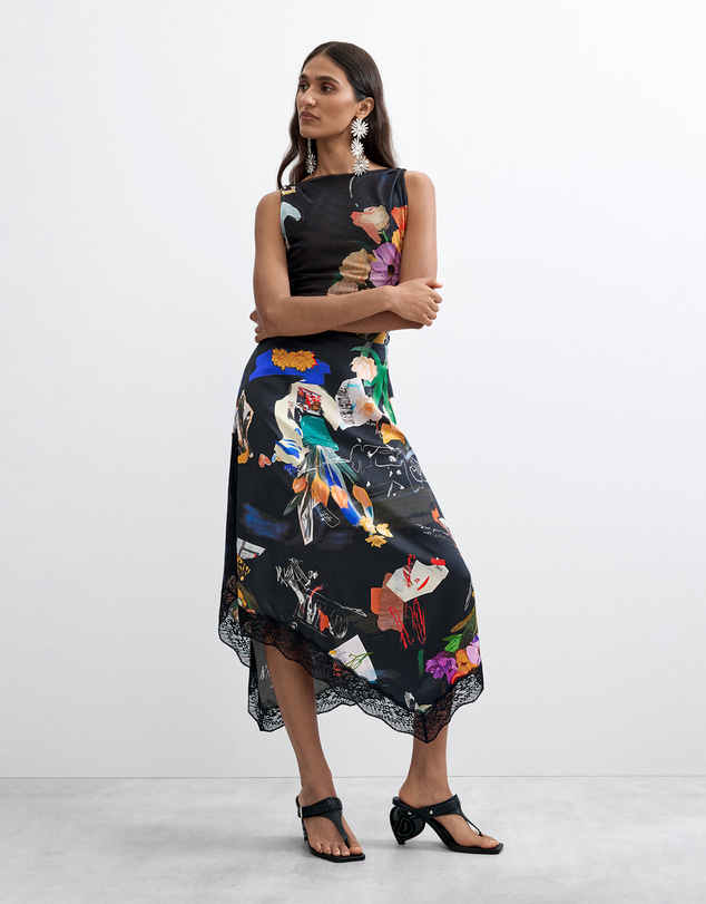 Desigual - Midi skirt collage