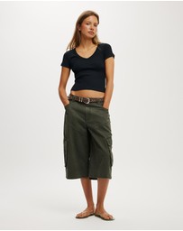 Cotton On - Goldie Rib V Neck Short Sleeve