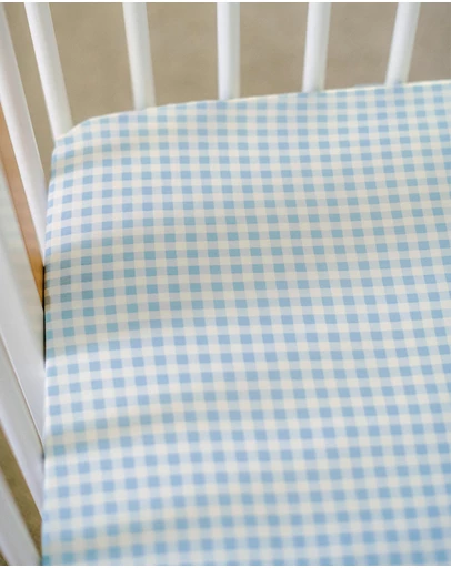 Kynd Baby - Fitted Cot Sheet in Blue Gingham