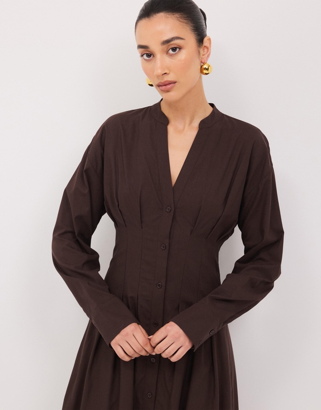 Calli - Jaik Tucked Waist Maxi Shirt Dress