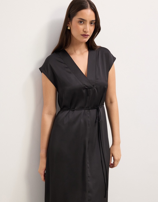 The Fated - Josephine Satin V-Neck Maxi Dress