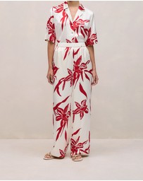 Trenery - Wild Iris Satin Relaxed Pant in White