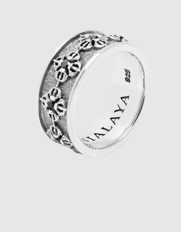Nialaya Jewellery - Men's Sterling Silver Dorje Ring