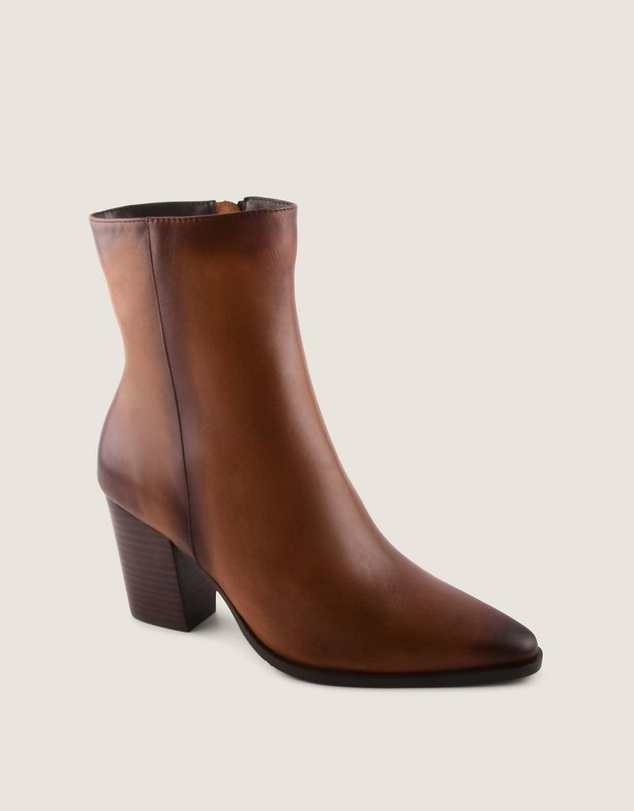 Shelly Shen - Ellis Heel Ankle Boots Tan Leather