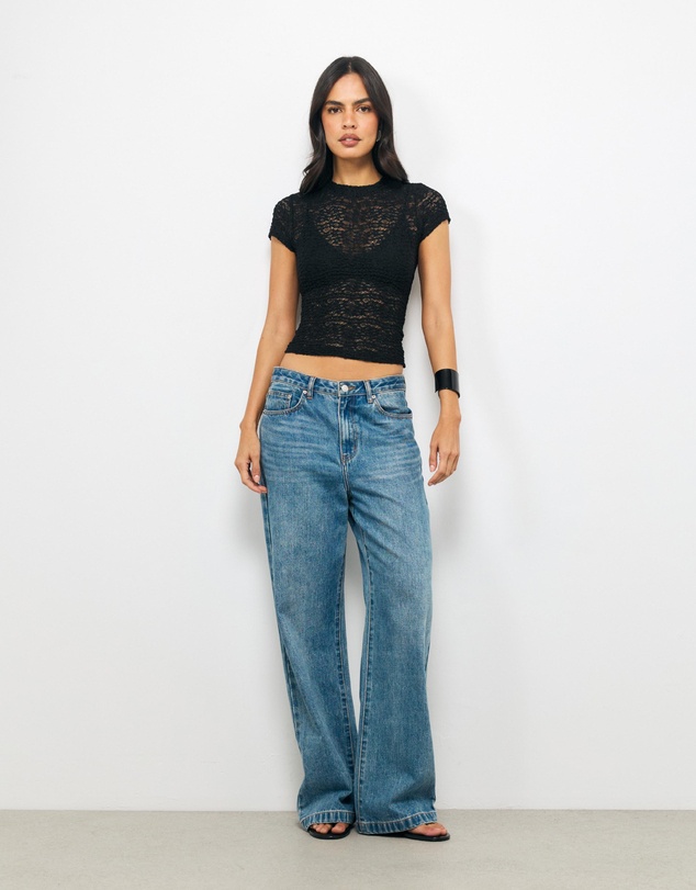 AERE - Zia Short Sleeve Lace Top