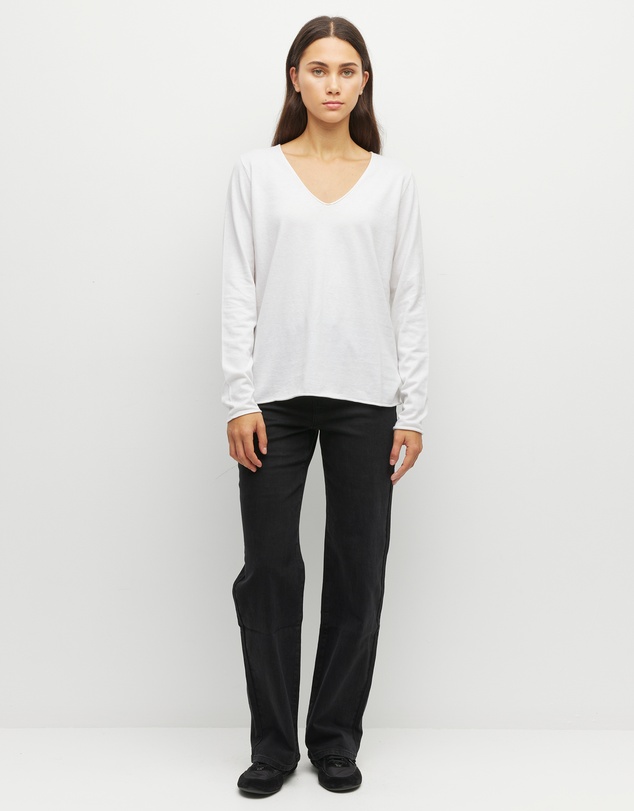 JH Lounge - JHL V-Neck L/S T (Fine Cotton Cashmere) White