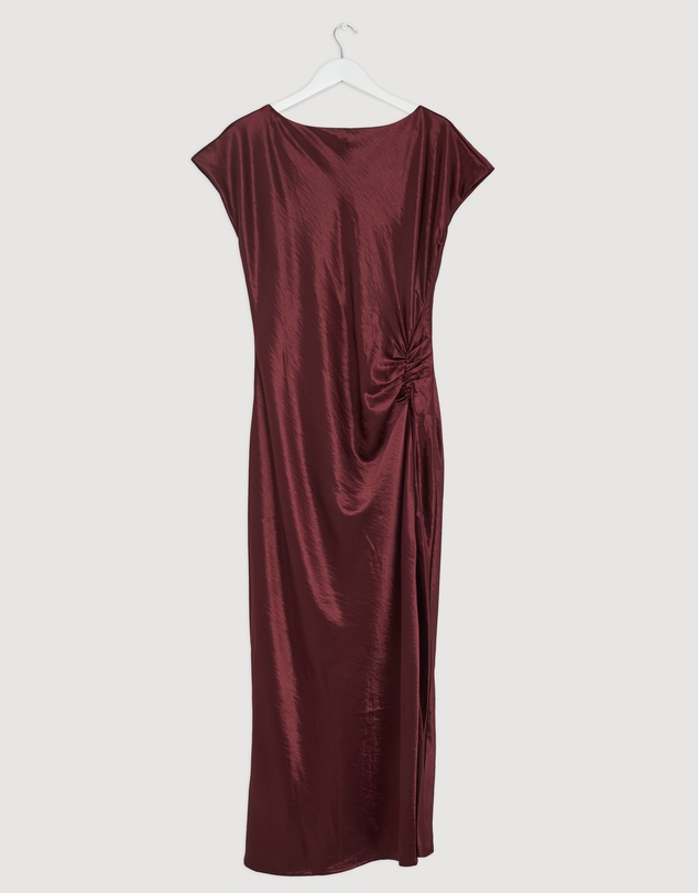 Revibe - Repaired Tussah Amy Boat Neck Satin Midi Dress - AU 14