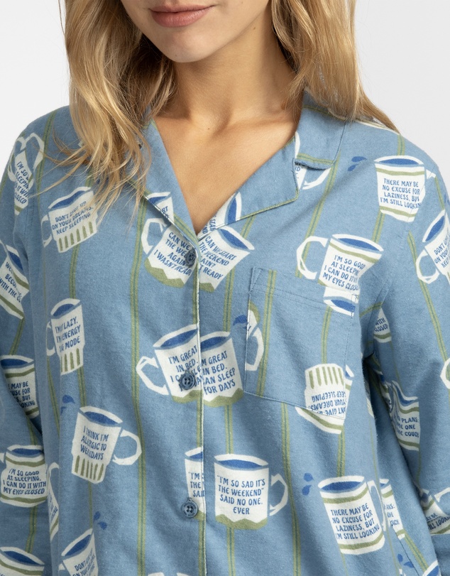 Mitch Dowd - Cuppa Joe Flannel Pyjama Set - Blue