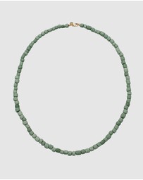 Kuzzoi - ICONIC EXCLUSIVE - Green Beads Necklace with Gold-Plated Silver Closure