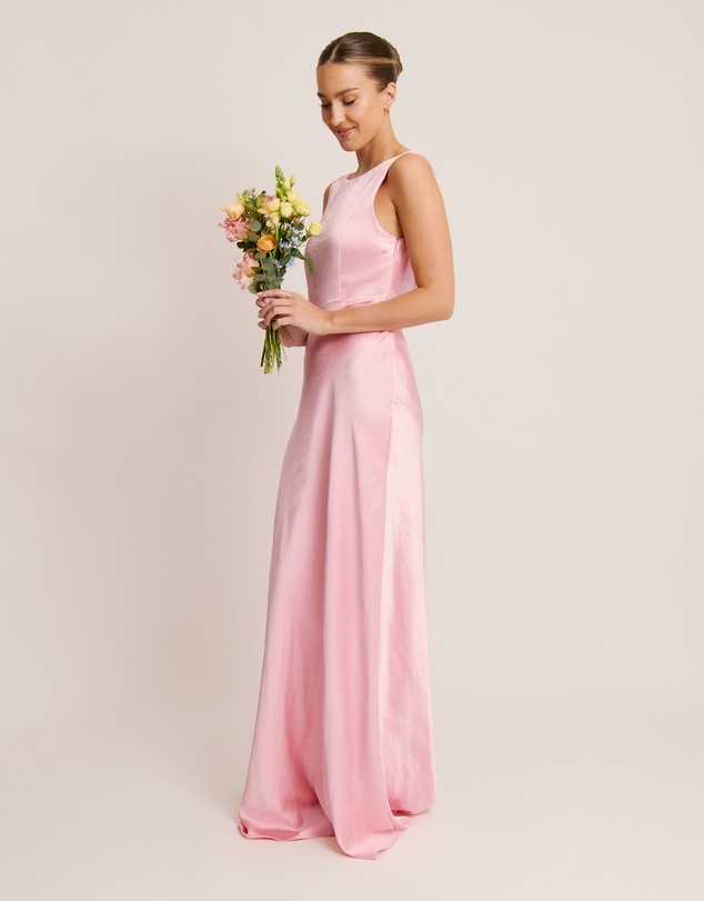 Six Stories - Cowl Back Satin Bridesmaid Dress
