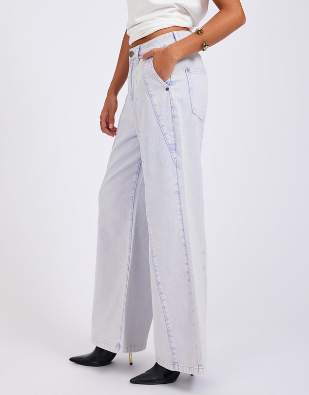 ONE TEASPOON - Hayden High Waist Wide Leg Trouser Denim Jeans - Lavender Blue