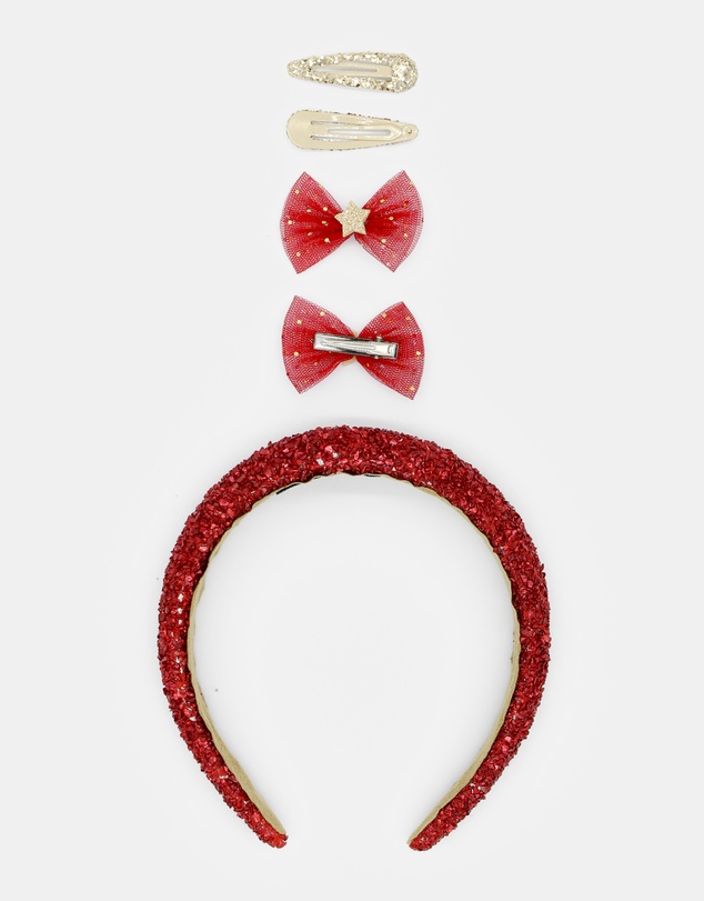 Morgan & Taylor - Noel Kids Clip Set in Sparkling Red and Gold