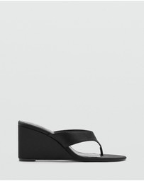M.N.G - Satin Strap Wedge Sandals