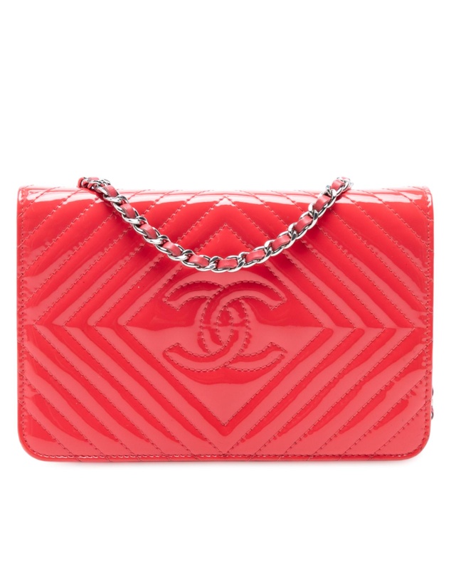Pre-Loved by Azura Reborn - Pre-Loved CC Patent Diamond Quilted Wallet On Chain
