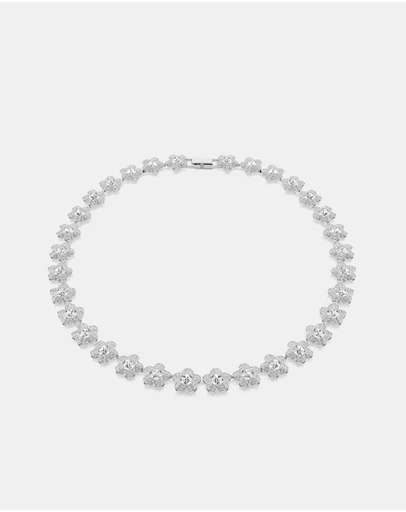 Swarovski - Ariana Grande X Swarovski Necklace, Round Cut, Flower, White, Rhodium Plated