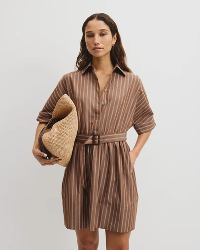 Country Road - Belted Mini Shirt Dress