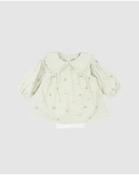 Fox & Finch - Orchard Bloom Emb. Stripe Overlay Dress - Babies