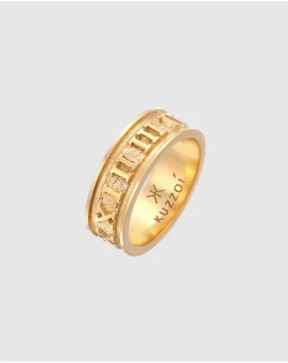 Kuzzoi - ICONIC EXCLUSIVE - Roman Numbers Band Ring in Gold-Plated 925 Sterling Silver