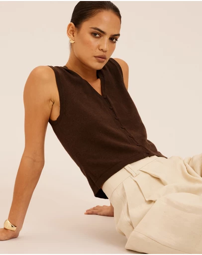 AERE - Vala Cotton Cashmere Blend Knit Vest