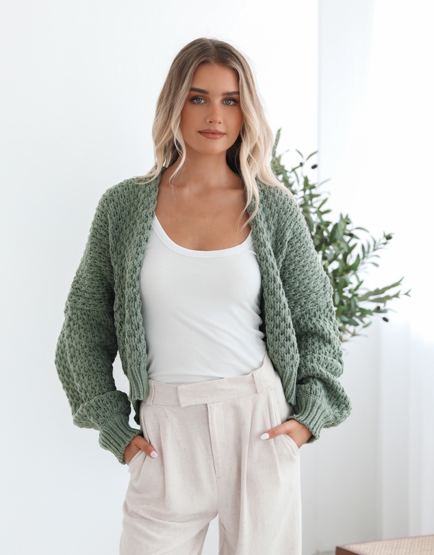 Esther & Co - Dorine Cardigan - Forest Green