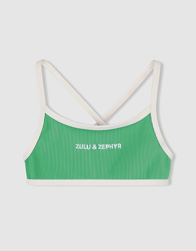 Zulu & Zephyr Mini - Mini Stripe Rib Logo Bikini Top - Kids-Teens
