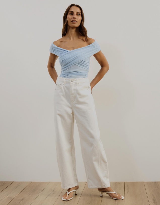 Atmos&Here - Ophelia Cross Off Shoulder Mesh Top