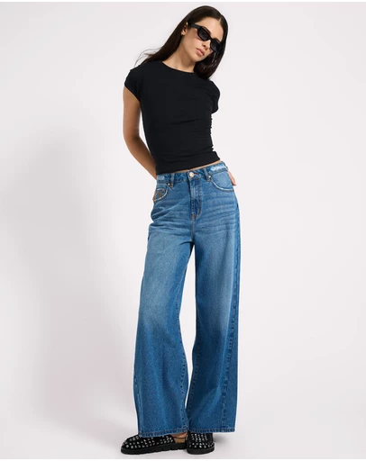 ONE TEASPOON - Love Machines High Waist Super Wide Leg Denim Jeans - Pacifica