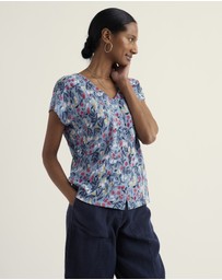 Seasalt - Seasalt Cornwall Blue Studio Glass V-neck Jersey Top