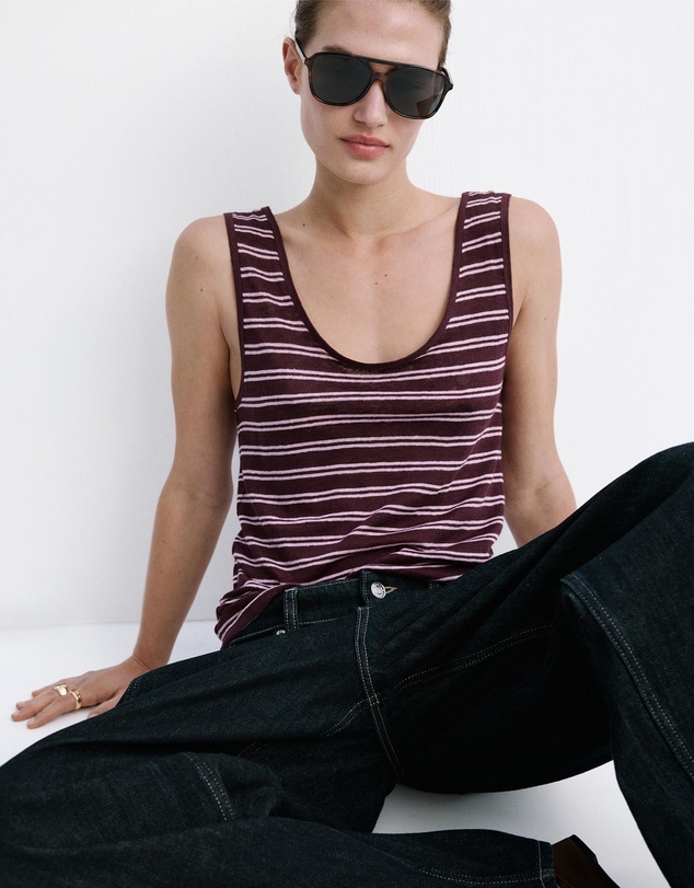 M.N.G - Linen Top with Round Neckline