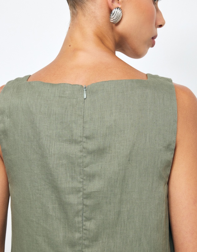 AERE - Siya Panelled Linen Shift Mini Dress