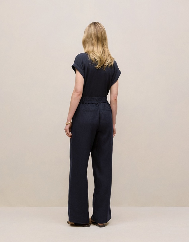 Trenery - Linen Pintucked Pant in Night Sky
