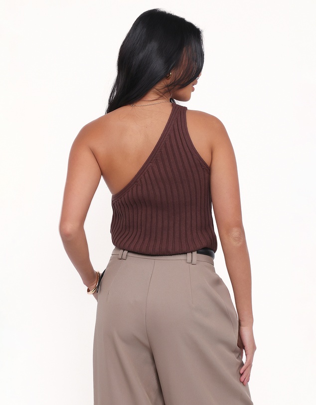 Petal & Pup - Arcadia One Shoulder Top - Chocolate
