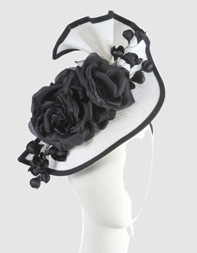 Fillies Collection - Bespoke Sculpted White Black Racing Fascinator