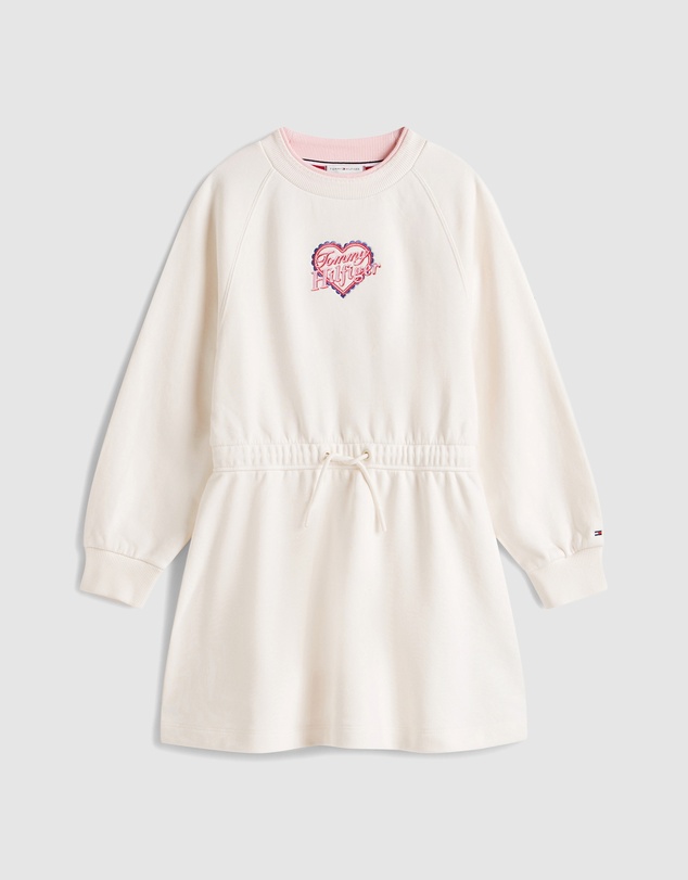 Tommy Hilfiger - Heart Embroidery Drawstring Waist Sweatshirt Dress - Kids